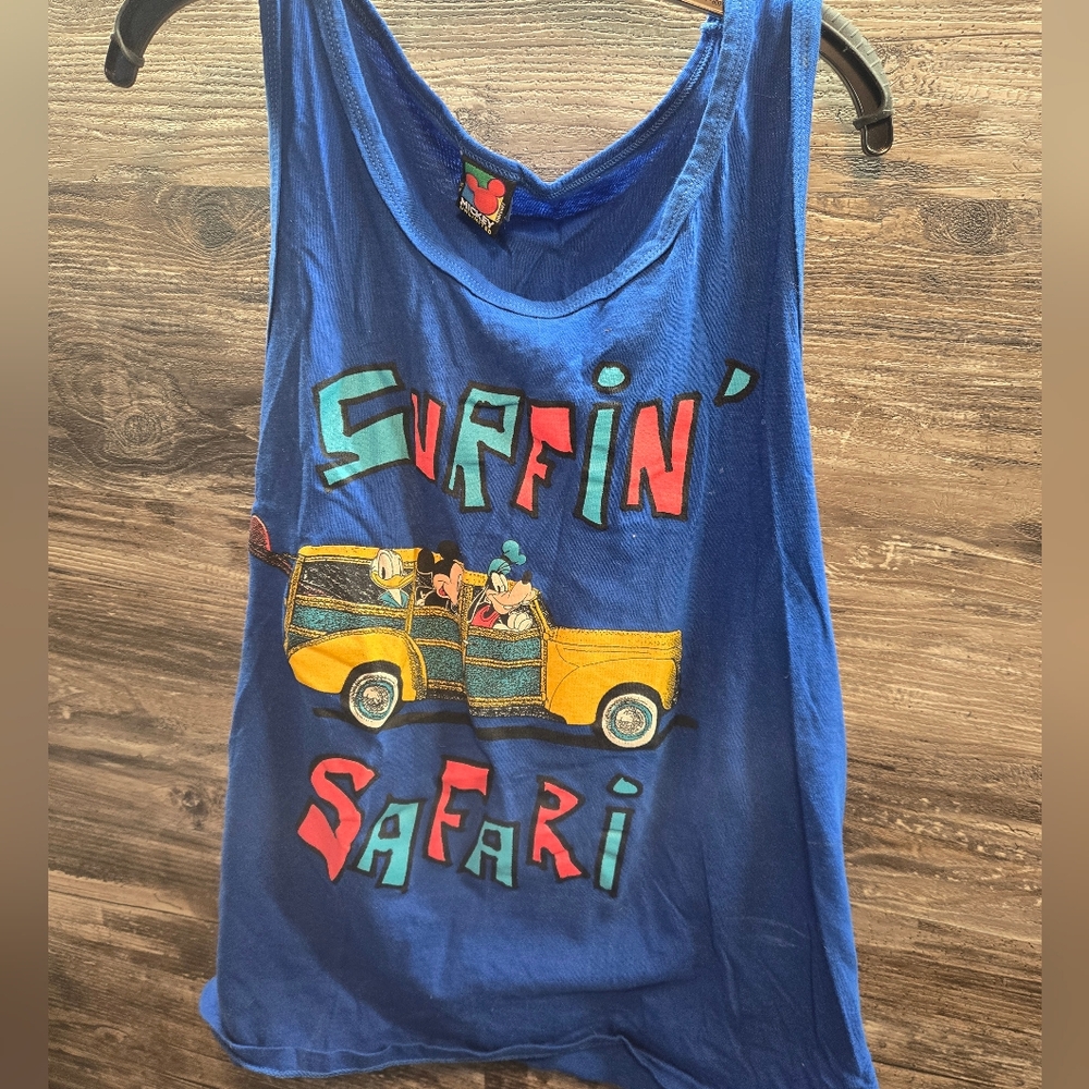 Vintage Mickey Surfin' Safari Graphic Tank‎ Top Men's XL Disney Unlimited 90's